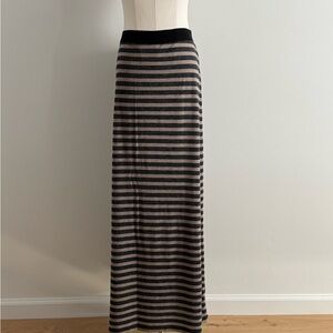 LOFT Black and Tan Striped Maxi Skirt